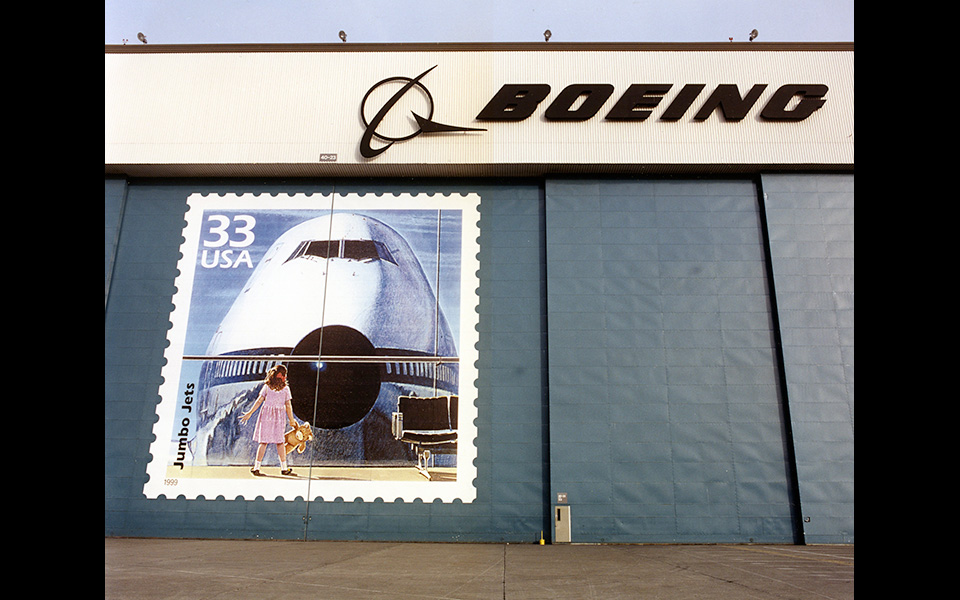 Mural of Commemorative Boeing 747 Postage Stamp