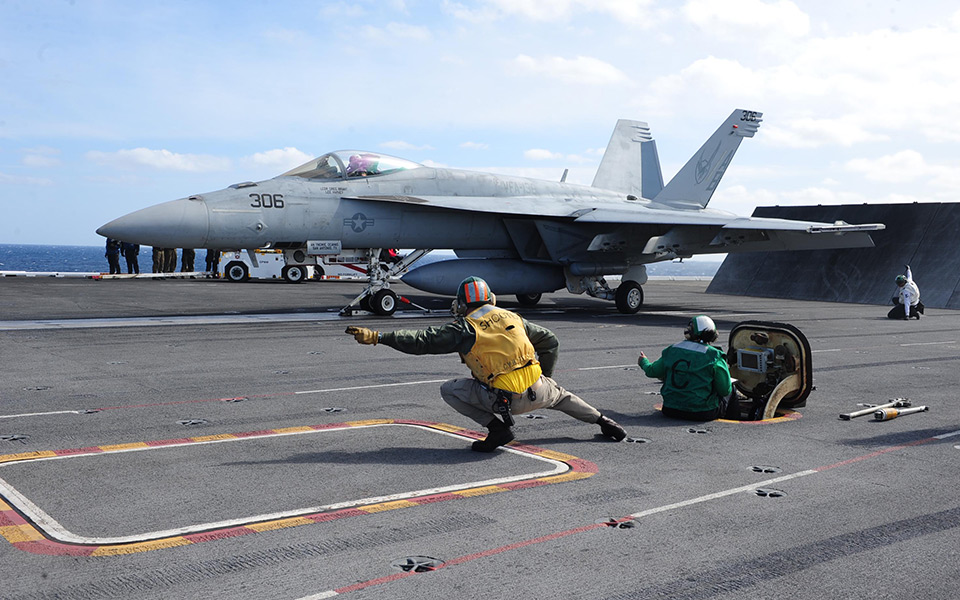 F/A-18 Super Hornet taking off from carrier