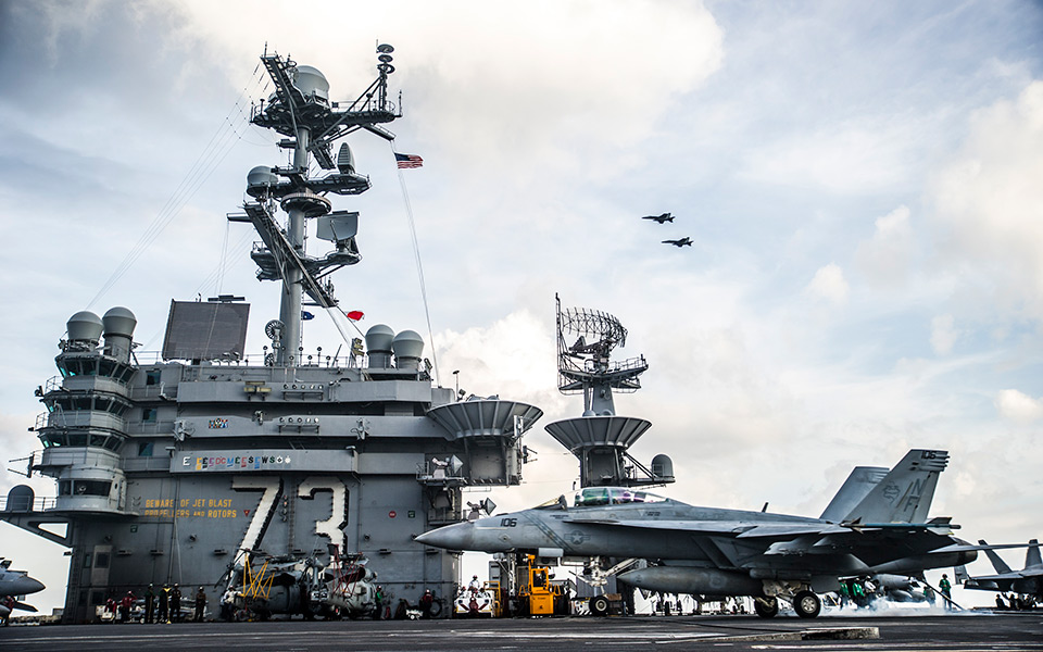 F/A-18 Super Hornet on aircraft carrier
