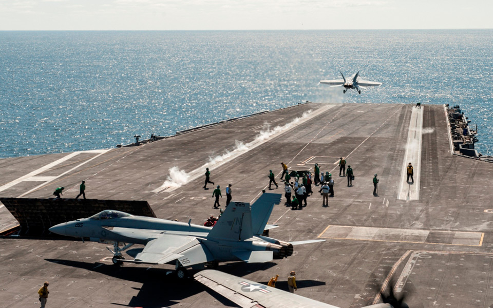 F/A-18 Super Hornet taking off from carrier