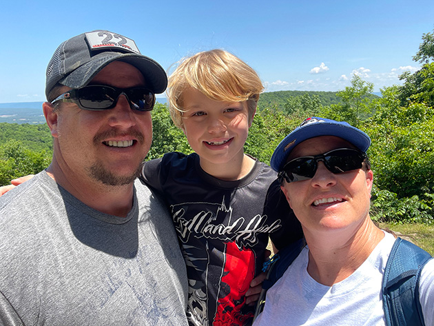   Kristin Cohen, her husband Jay and son Ender enjoy a hike in Alabama. The family recently relocated to Huntsville, where Kristin supports Boeing Missile and Weapon Systems.