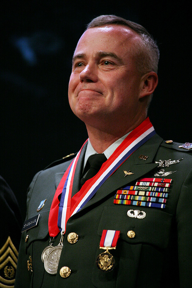   Shanahan at his Army retirement ceremony in 2012. 