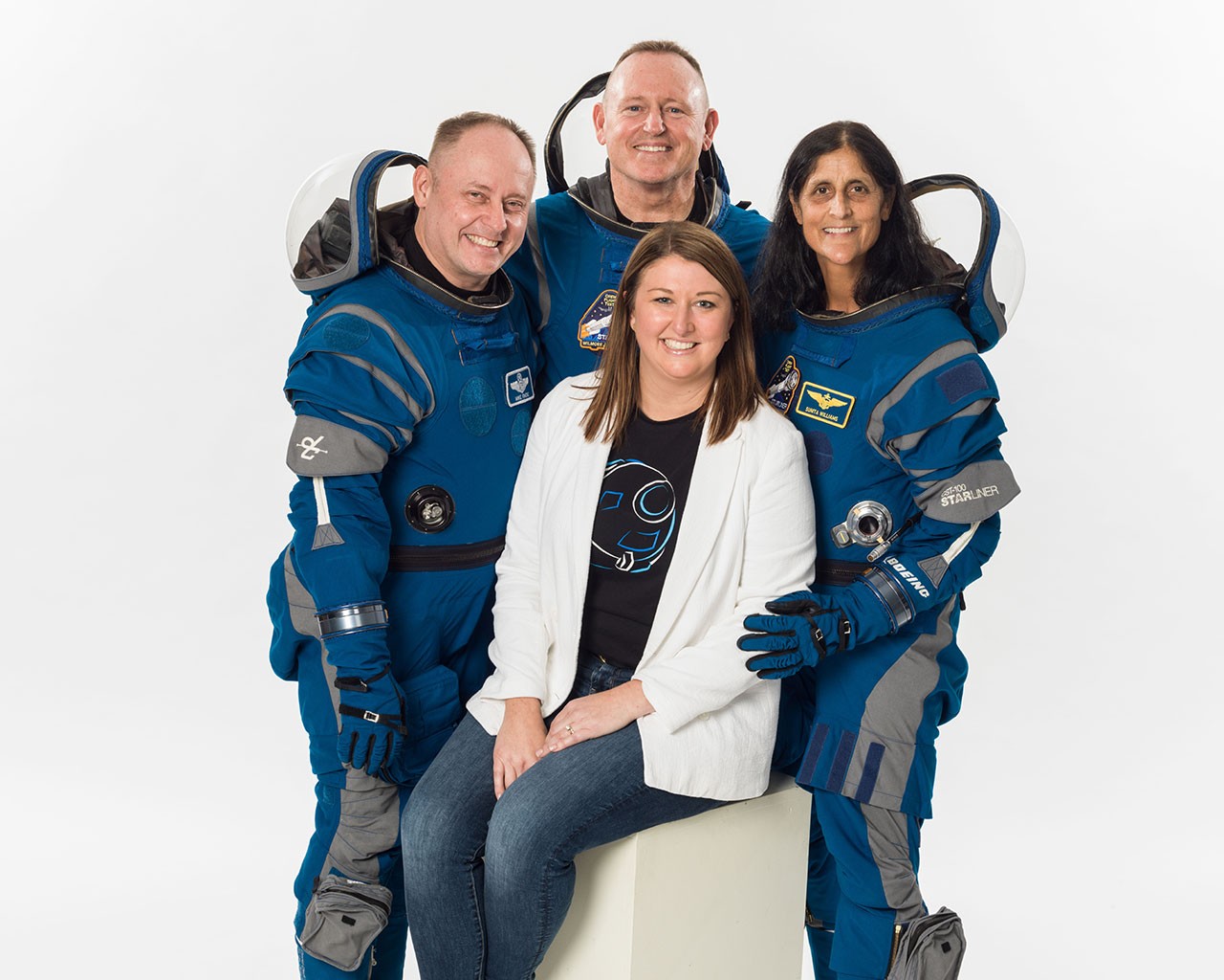 Megan Donaldson with NASA astronauts Mike Fincke, Butch Wilmore and Suni Williams.