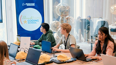 Students at the 2023 ThinkYoung Coding Summer School powered by Boeing