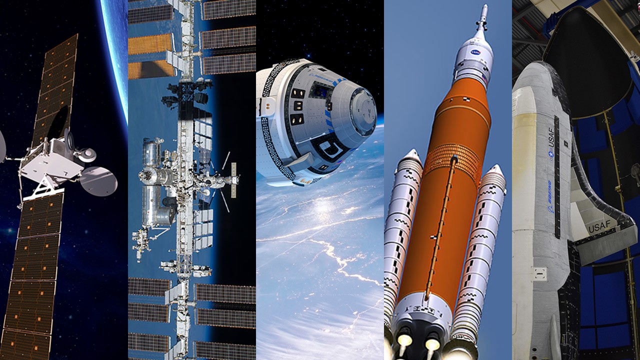 Collage of various Boeing space products