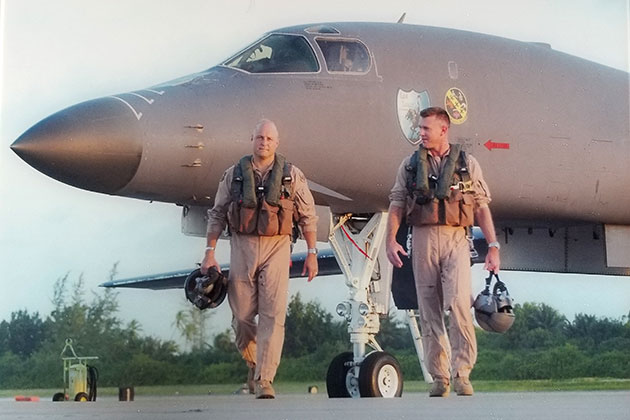 Boeing team members West Anderson (L) and Rob Gass (R) flew the B-1 in combat and use their experience to identify opportunities to modernize and modify the aircraft. 