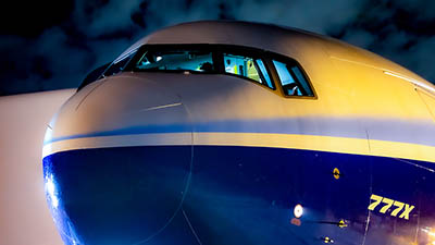 Boeing 777X at night