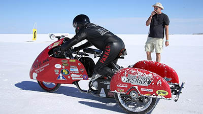 Motorcycle test Bonneville salt flats utah