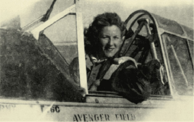 WASP pilot Elizabeth “Betty” Strohfus in the cockpit of an aircraft